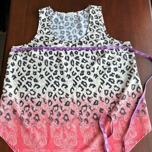 Black Rainn tank top sheer ombré animal print sz lg nwot tan black peach top